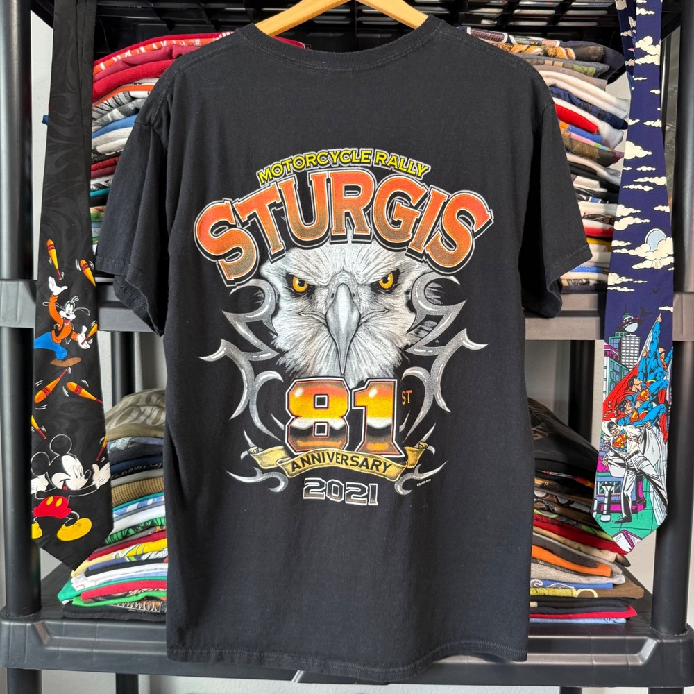 Modern Black Sturgis 81st Anniversary Eagle Graphic T-Shirt Large